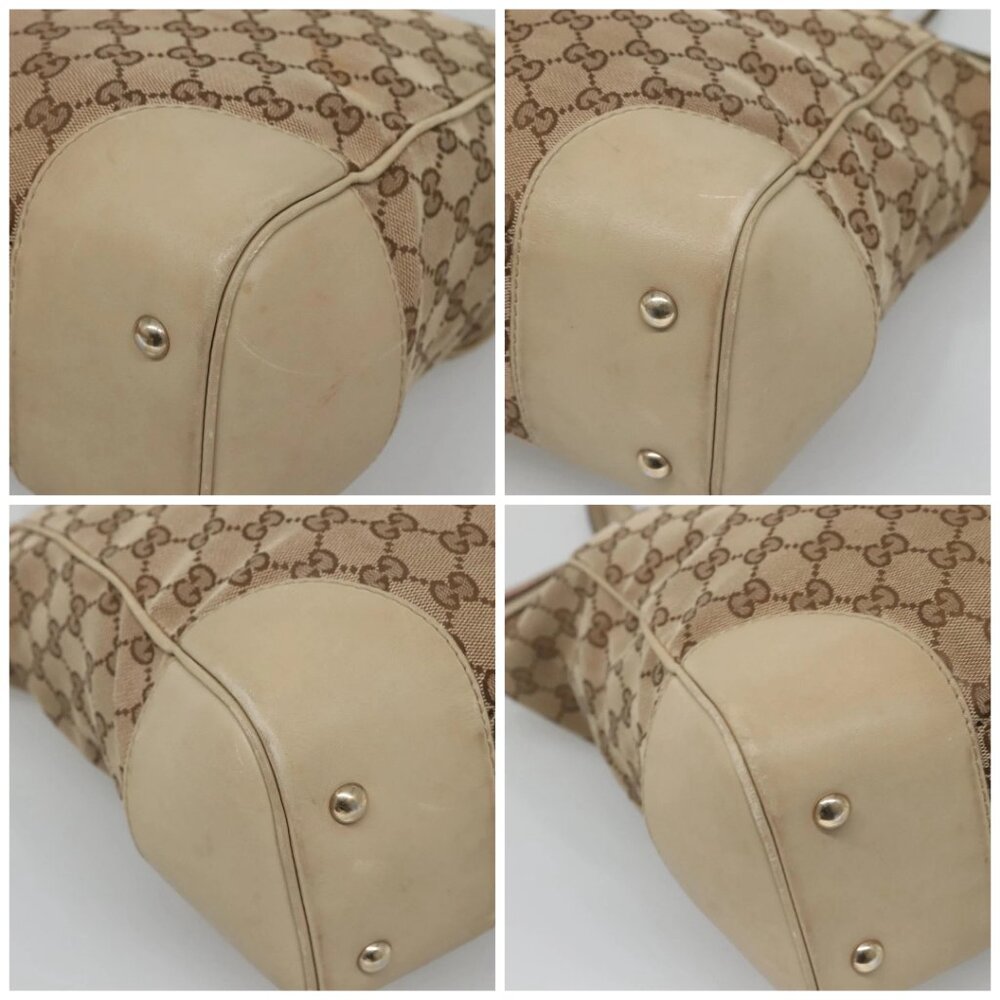 GUCCI GG Canvas Web Sherry Line Tote Bag Beige Gold 257062 Auth 140783 - Picture 15 of 16